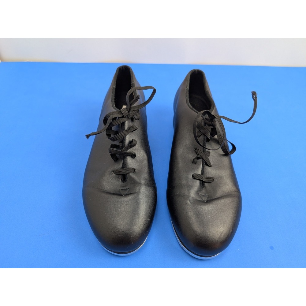 Girls Leo Black Jazz Tap Dance Shoes Lace Up Size 8.5 M